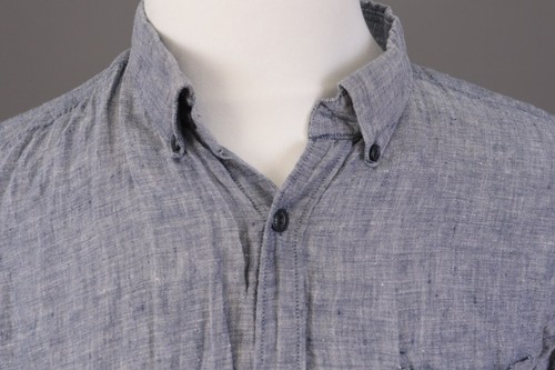 Beacon Brand Barbour Gray Slim Fit Linen Casual Shirt Size L - Picture 3 of 16