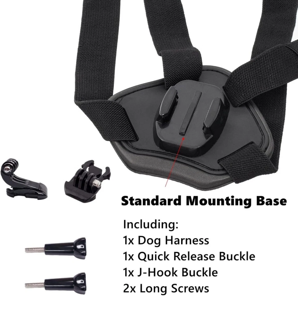 GoPro Dog Harness Mount Adjustable Fit for All Hero Models Black