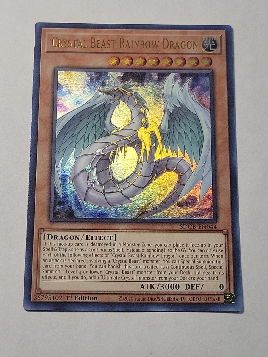 Yugioh! Crystal Beast Rainbow Dragon SDCB-EN044 Ultra Rare 1st Edition  (A077)