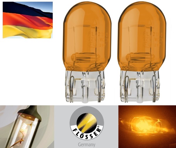 Flosser 7440NA WY21W 21W Amber Zwei GlüHbirnen RüCklicht Blinker Ersatzlampe-image