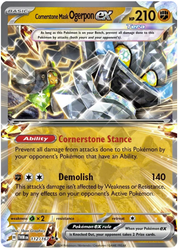 CORNERSTONE MASK OGERPON EX 112/167 TWILIGHT MASQUERADE POKEMON DOUBLE RARE, NM