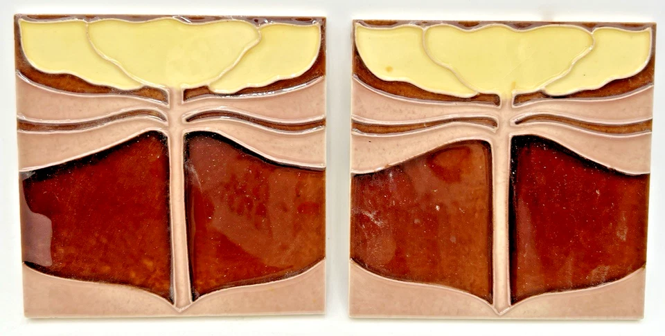 (8) ПЛИТКИ В СТИЛЕ МОДЕРН 6 X 6 ДЮЙМОВ КОРИЧНЕВАЯ, РОЗОВАЯ И СВЕТЛО-ЖЕЛТАЯ РЕПРОДУКЦИЯ - Изображение 2 из 4