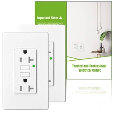 GFCI Outlet 20A Amp Ground Fault Receptacle LED Indicator with Decor plate 2Pack