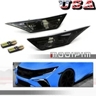 FOR 2016-2021 HONDA CIVIC SMOKED SIDE MARKER LAMP TURN SIGNAL LIGHT W/ LED BULBS