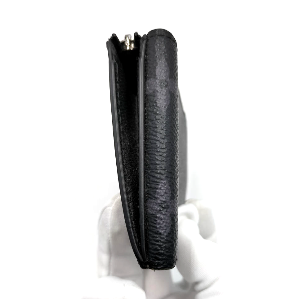 Auth LOUIS VUITTON Hybrid Wallet Monogram Eclipse Noir Black with