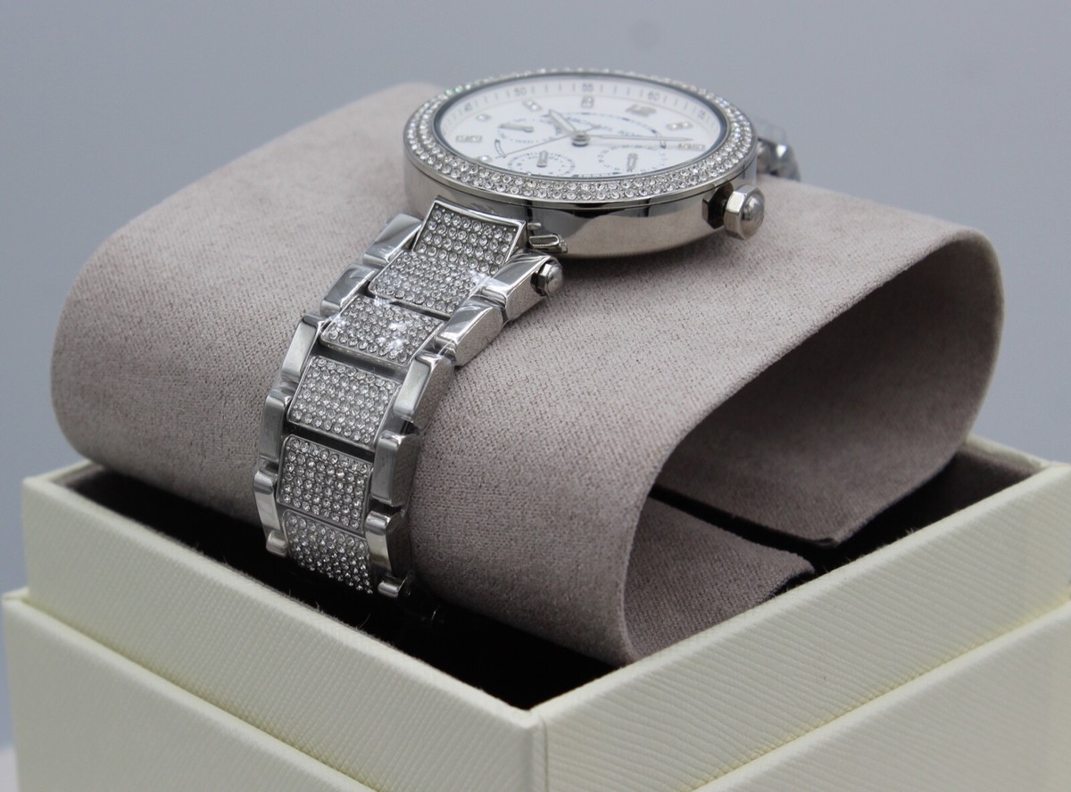 New Authentic Michael Kors Parker Silver Chronograph 
