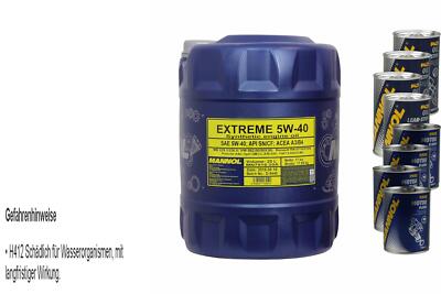20L Motoröl MANNOL Extreme 5W-40 4x MANNOL Leak-Stop ADDITIV+Motor Flush