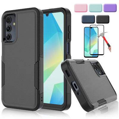 For Samsung Galaxy A16 5G Shockproof Hybrid Case Cover +  Glass Screen Protector