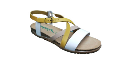 Bionatura Leder Sandale Gaucio Art. 34 A 2044 IMB in Weiß/Gelb/Creme