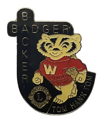 Wisconsin Lions Club International Lapel Pin 2000 Badger Backer Tom Hank Hat Tie