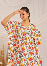 Floral Cotton Kaftan Dress For to be Moms Beach Cover up Sleepwear Indian Kaftan