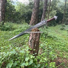 Espada Cinquedea de caza de acero J2 forjada a mano premium espada afilada lista para la batalla