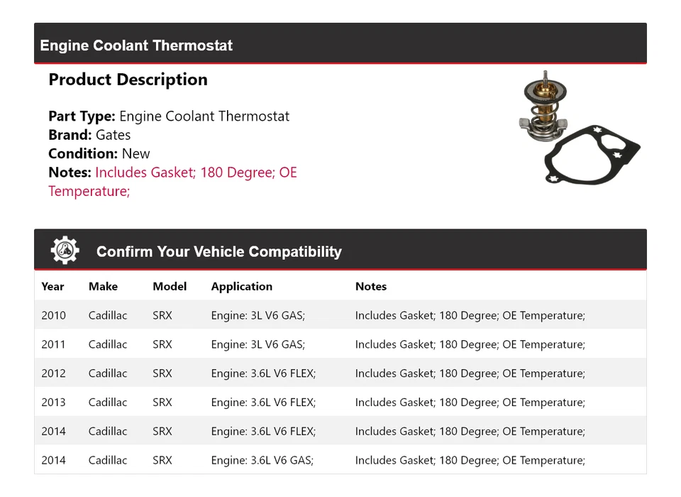 Ворота термостата охлаждающей жидкости двигателя для Cadillac SRX 2010-2014 годов выпуска 2011 2012 2013 годов выпуска - Изображение 2 из 4