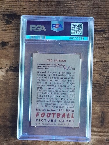 1951 Bowman TED FRITSCH SR. #54 PSA 2 - Picture 2 of 2