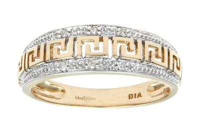 Diamantring 9 kt Gelbgold griechischer Schlüssel Design von Naava
