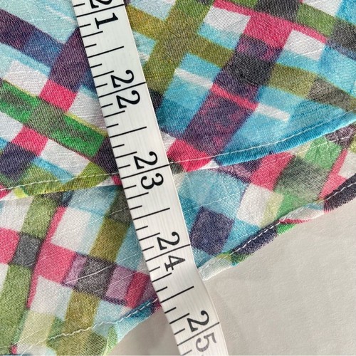 Zac & Rachel Checkered Lightweight Button Front Popover Blouse Women’s Size M - Picture 9 of 9
