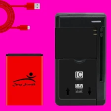 High-Performance 1600mAh Battery+Charger+ Cable for Nokia 2720 V Flip TA-1295 US