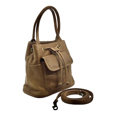 Vintage 00s Y2K FOSSIL Leather Convertible Crossbody Bucket Bag