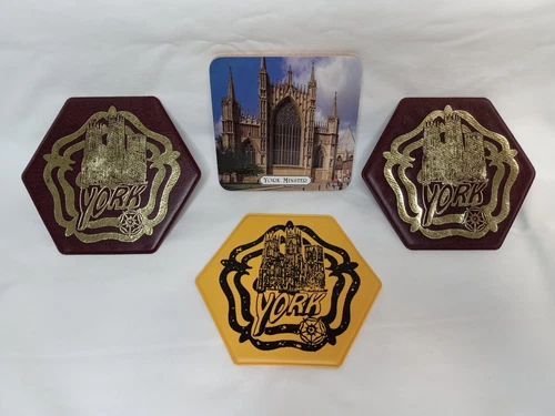 {LOT OF 4} Coasters YORK MINSTER Cathedral Keepsake Collectible Travel Souvenir
