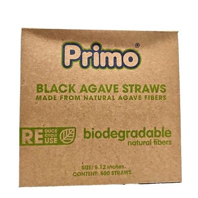 PRIMO Black Agave Biodegradable Natural Fiber Straws Box of 500 @ 5.12''