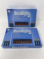 2 Strands Darice Orange 35 Bulb Strand Of Lights W/Black Wire Safety Fuse Plug