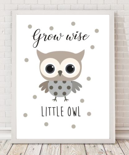 Owl Nursery Bedroom Playroom Gift A4 Poster Print Wall Art PO242 - Afbeelding 1 van 1
