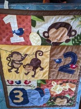 Kidsline Baby Quilt Blanket With Monkeys, Giraffe And Birds 35x43 Inches