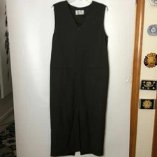 Ingenuity Women's Green Front Zip Sleeveless V-Neck Slit Dress 8