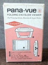 Sawyers Pana-Vue 3 Folding 2 x 2 Slide Viewer, 35mm Bantam Super Slides, In Box