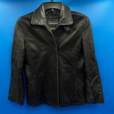 Studio Andrew Marc Women Black Leather Moto Jacket Coat Zipper VTG Wilson's