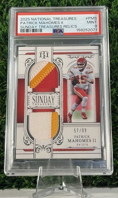 PANINI 2025 NATIONAL TREASURES SUNDAY TREASURES RELIC PATRICK MAHOMES /99 PSA 9