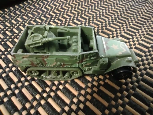 Vintage 1974 Hot Wheels Green Camo Gun Bucket Army Half Track Truck