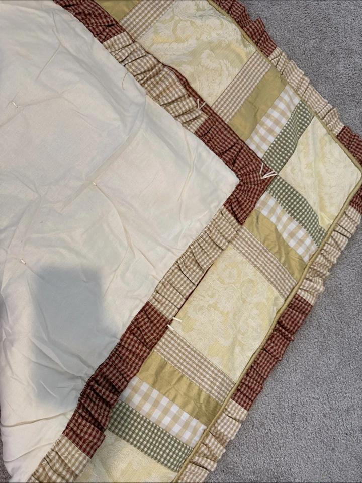 Baby Nursery Quilt Blanket Nava’s Designs Yellows Brocade Unisex Plaids Bugs - Image 2 of 4