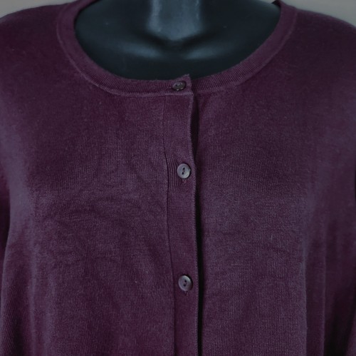 Time and Tru Strickjacke Damen Größe XXL 20 Aubergine Lila Knopfleiste Langarm
