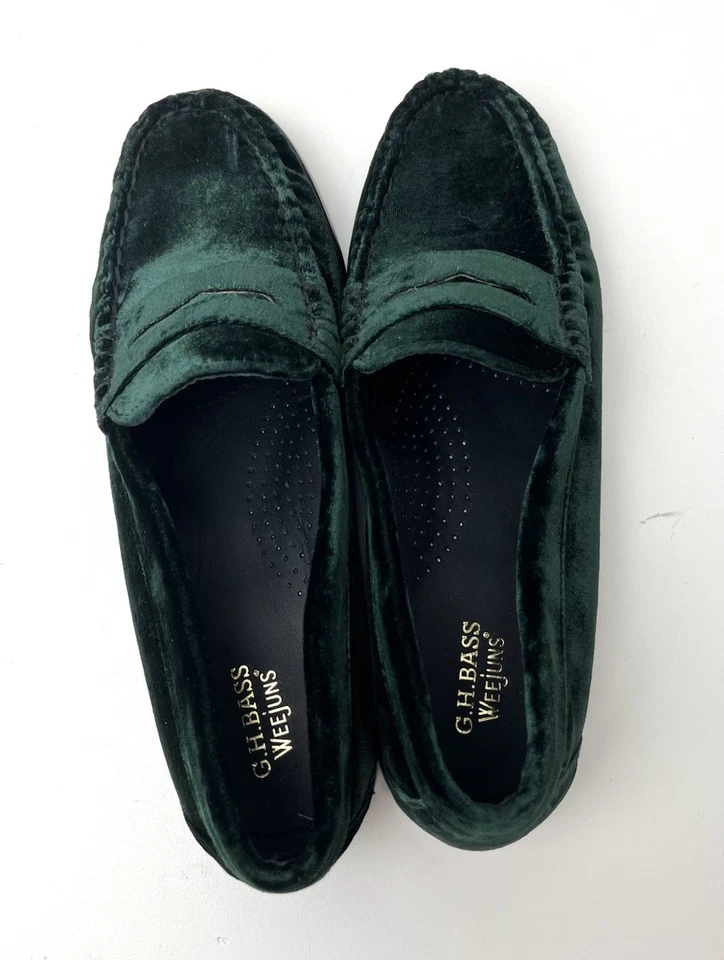 Mocasines de terciopelo G.H.BASS x Anthropologie Weejuns Whitney verde oscuro talla 8,5 Foto 4 de 4