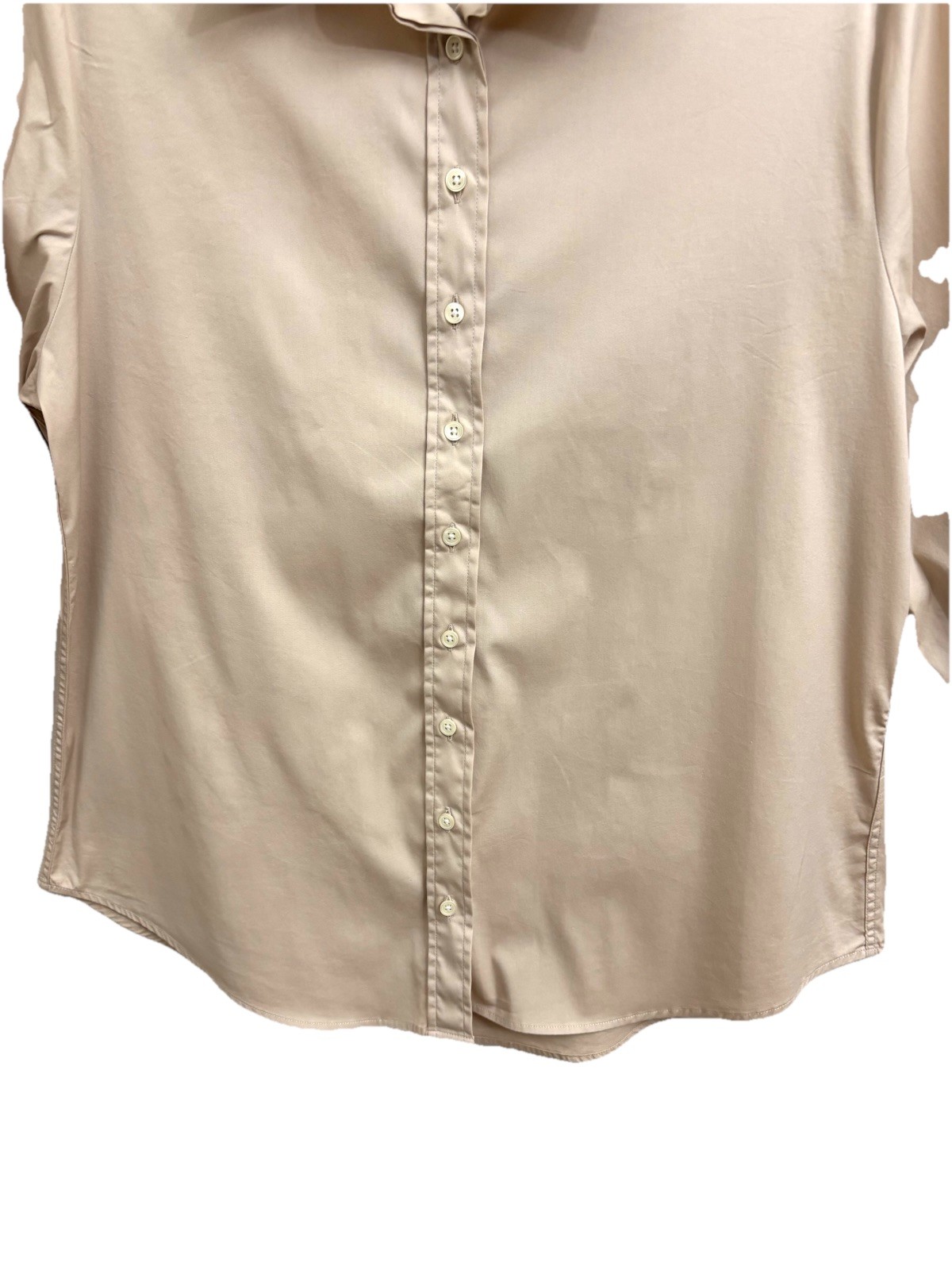 ROCHELLE BEHRENS THE ICON SHIRT XL {FITS L} TAN PREPPY ACADEMIA QUIET LUXURY NEW