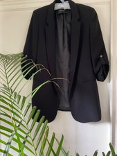 Ladies ZARA Black Blazer with Turn Back Cuff size Eur S - Nearly New