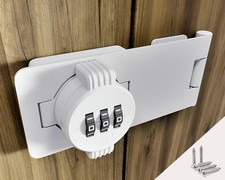 Keyless Combination Lock 3District Cabinet Door Lock Twist Knob Hasp White