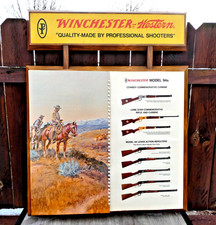 VINTAGE LARGE WINCHESTER WESTERN DEALER STORE DISPLAY FLIP BOOK GUN HUNTING SIGN
