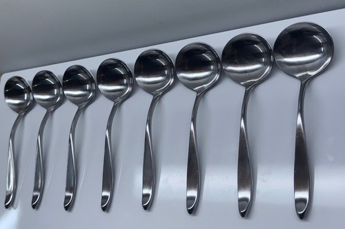 SILVERWARE ~ Lot (8) 6 1/4" ~ Older NORWAY LAUFFER ~ DESIGN 2 Design II SPOONS - Picture 3 of 6