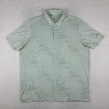 Adidas Polo Shirt Mens 2XL XXL Sage Green Geometric Cotton Short Sleeve