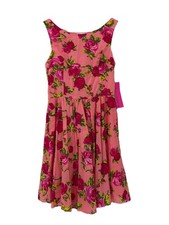 Betsey Johnson Pink Floral Fit Flare Party Dress Coquette Feminine Girl size 2