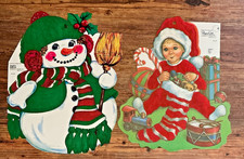 Pupazzo di neve vintage carta arte festa ore feltro double face Natale fustellato