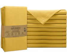 Ruvanti 12-Pack 18x18" 100% Cotton Cloth Napkins, Washable, Soft, Spicy Mustard