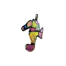 Seahorse Charm Glass Pendant Necklace Charm handmade Dichroic