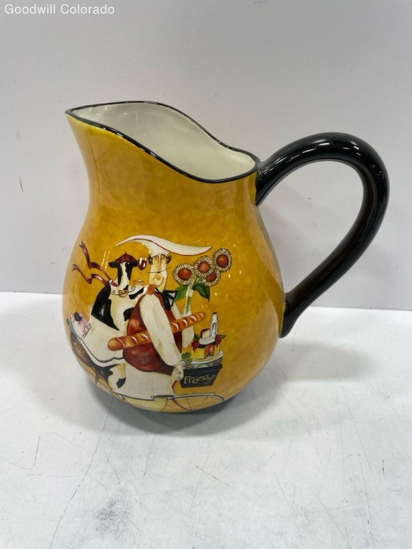 Easy Street International Yellow Black Cow Cafe Pitcher Jug Jennifer Garant