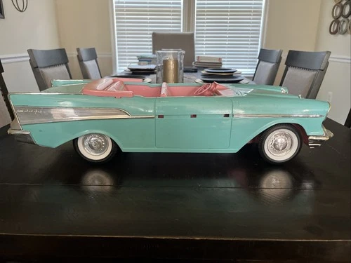 Vintage 1988 BARBIE Size 1957 Chevy Bel Air Convertible Car Turquoise Blue&Pink