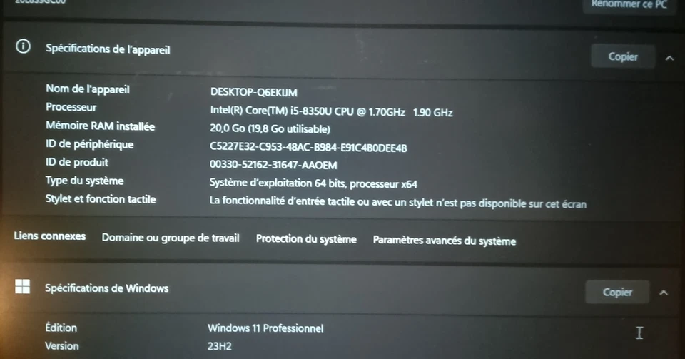 Lenovo Thinkpad T480s Core i5 8350u/SSD M2 512Go/Ram 20Go/Azerty Rétro/ full HD - Photo 2/4