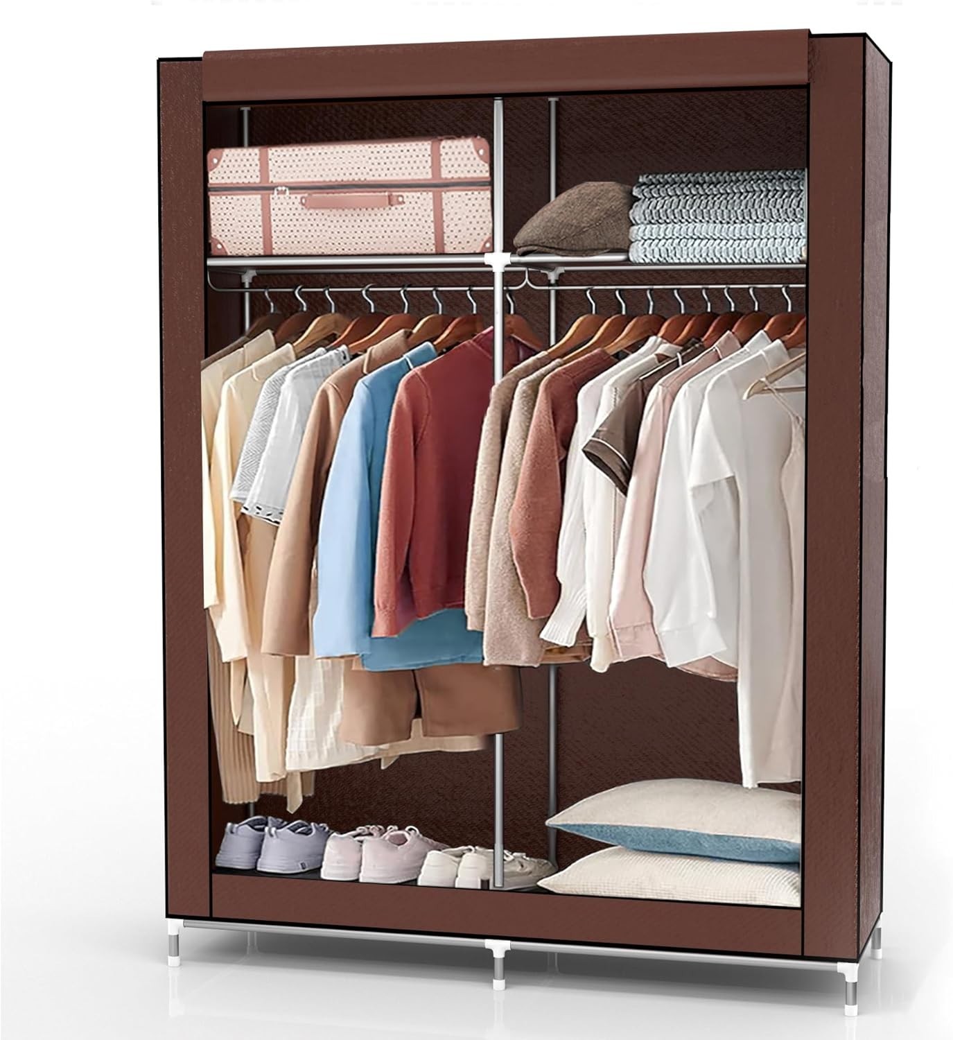 Armoire pliable gain de temps avec penderie modulable marron Castor - 2