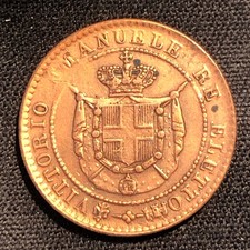 1859 Italian States Tuscany 1 Centesimo Copper Coin - AU (About Uncirculated)